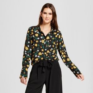 Who What Wear Silky Floral Button-Up